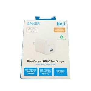 Nn2O Anker 20W PD Nano USB-C Fast Charge Wall Charger White Open Box